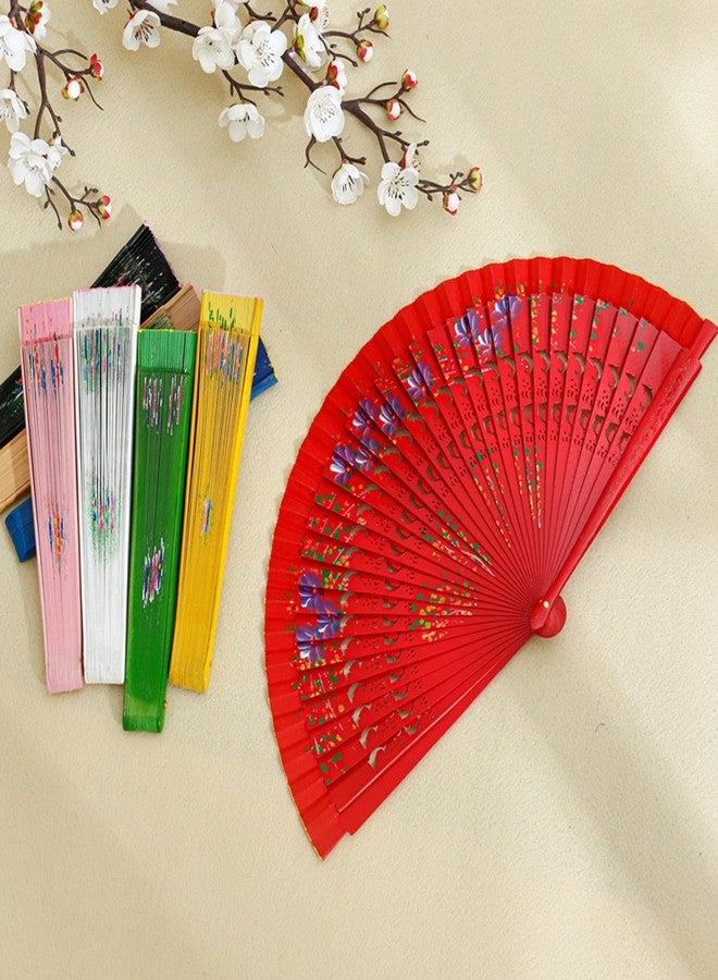 EINCORN Spanish Folding Fan for Women Double-Side Flower Painting Wood Hand Fan for Dance Festival Decoration - Image 4